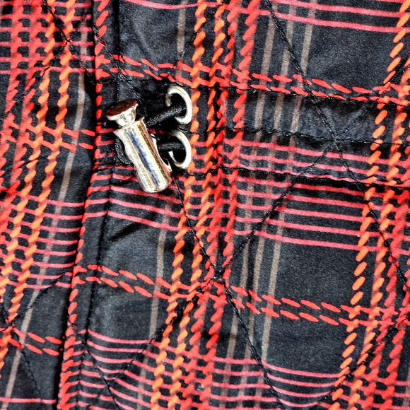 Croft & Barrow Quilted Puffer Vest Red Plaid w/ Pockets Full Zip Size Petite XL - Picture 9 of 13